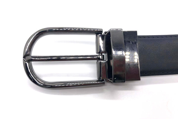 Simple Mens Reversible With 1.3" Wide Rotated Buckle / Genuine Leather Dress Belt