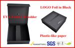 Customized Plastic Paper Covered Rigid Gift Boxes with Black LOGO Hot-stamping ,