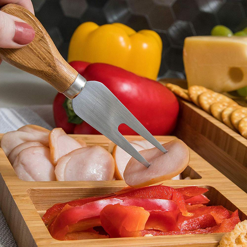 44x33x4cm Natural Wood Vegetable Chopper Bamboo Cutting Board Tray with 4 Drawers