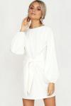 Women Apparel Summer White Puff Sleeve Mini Dress