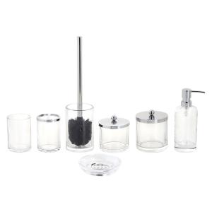 Quality Classic Style Clear Glass Bath Accessories Set For Home Hotel Bathroom Cleaning wholesale