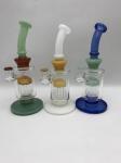 8.5inch 14mm Bowl Bent Neck Showerhead Perc Fumed Glass Water Pipe
