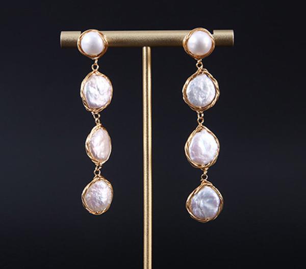 Vintage Circle Earrings For Women Irregular Baroque Pearl Earring Natural