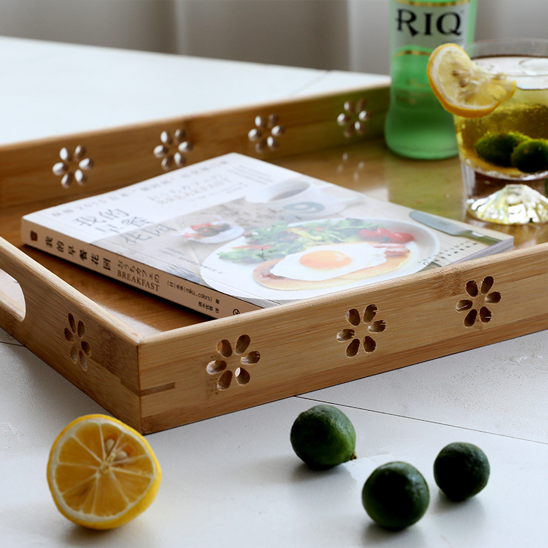 Customized Large Bamboo Platter Serving Dessert Rectangular Tray