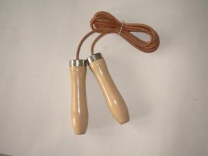 Quality leather jump rope with red beech wooden handle wholesale