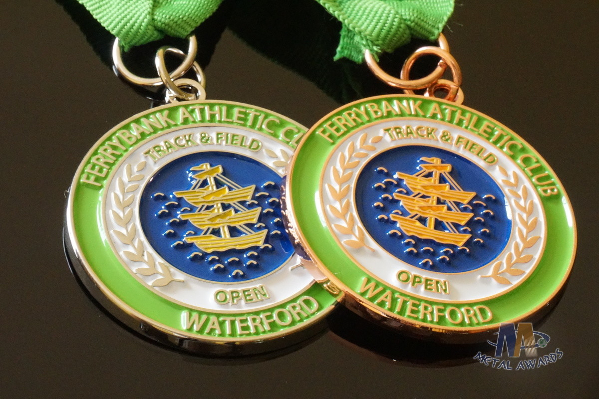 Sailboat Or Rowing Metal Award Medals Die Casting Processing With Soft Enamel Colors