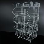 Metallic Supermarket Display Corner Wire Storage Baskets / Metal Wire Baskets