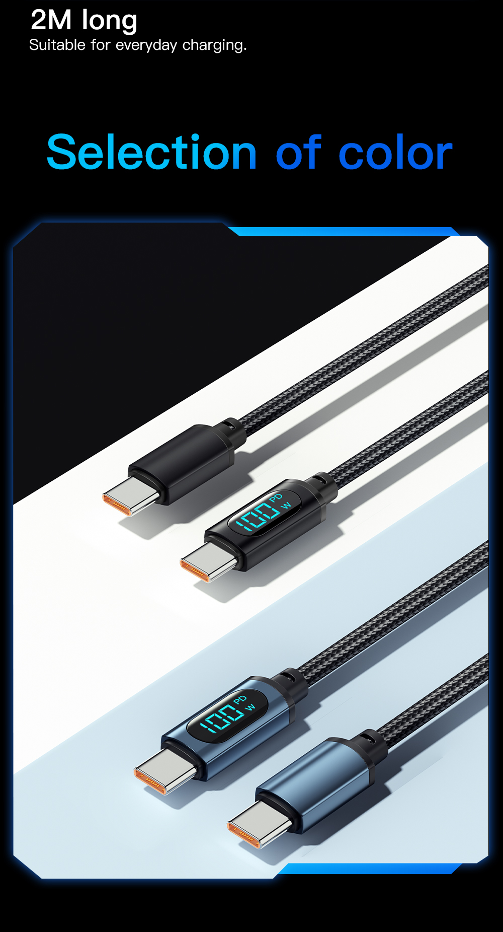 Essager 2022 LED Digital Display Customised 1M 2M Cable OEM/ODM 27W 100W Fast Charging USB Cable For Mobile Phone