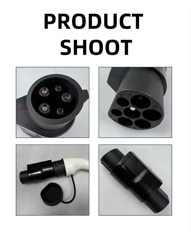 Car side Plug 220V 7kw 32A EV connector charging pile converter type2 to type1/J1772 gun head adapter for retrofit/upgrade