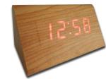 Fashion Design Triangle Shape Wooden Digital Alarm Clock