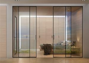 Quality Clear Glass Commercial Aluminium Doors Horizontal Sliding Opening Direction wholesale