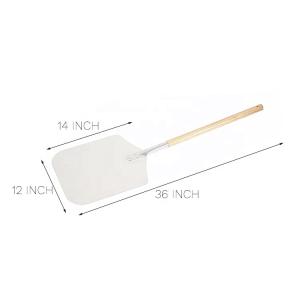 Quality 12''*14''*36'' Rectangle Wood Handle Metal Pizza Peel Aluminum Pizza Shovel 91cm wholesale