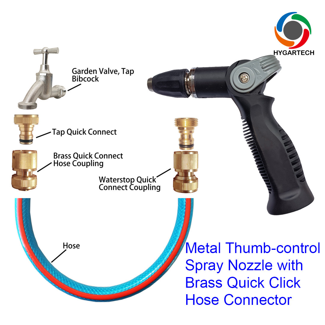 Garden Washing Metal Hose Spray Nozzle Gun 3/4" House Cleaning