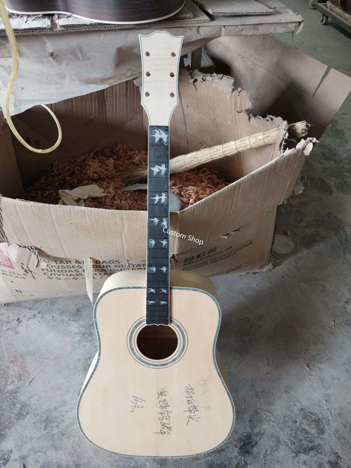 Custom 12 strings 41 inch Flamed Maple Neck Doves Dreadnought Acoustic Guitar Deluxe Version Customized Headstock
