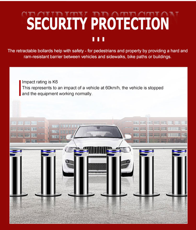 Automatic Bollards for Vehicle Control , Crash-Rated Hydraulic Retractable Barrier with Anti-Corrosion Coating