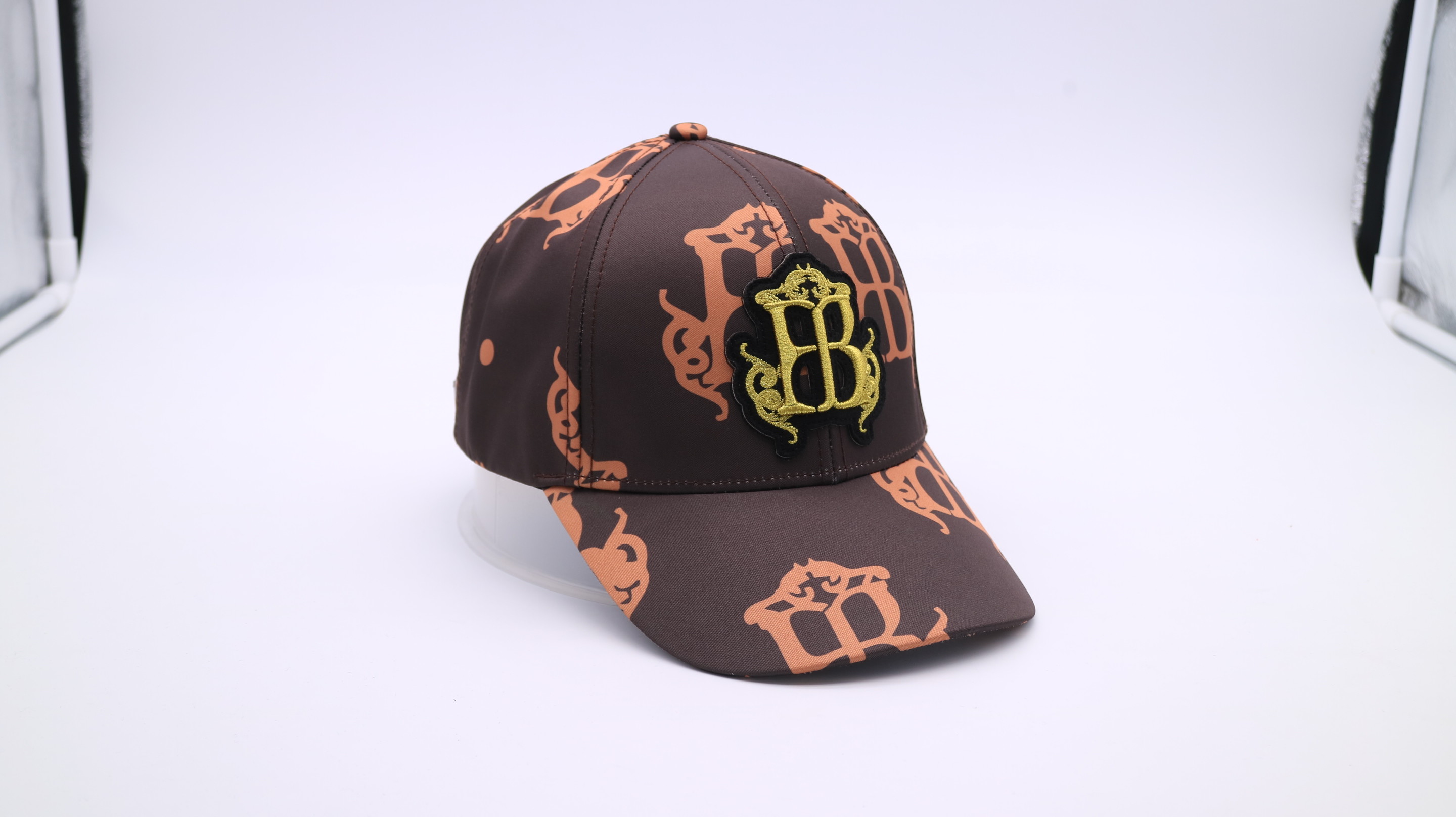 Unconstructed 7 Panels 52cm Printed Baseball Caps With Plastic Closure