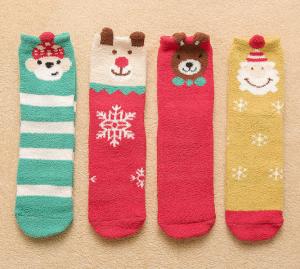 Quality Thermal Christmas Women's Novelty Socks / Fuzzy Animal Socks Soft Fabric For Winter wholesale