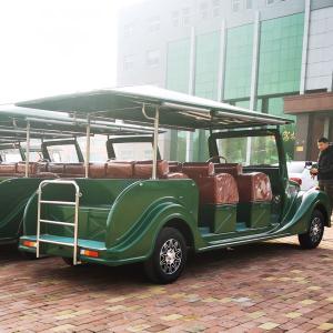 Quality 3 Rows 8 Seats Green Classic Bus Vintage Car New Energy Vehicle Sightseeing Car 30Mph wholesale