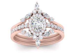 Quality SI1 0.62CT Rose Gold Double Halo Engagement Rings For Bridal wholesale