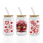 Custom Logo UV DTF Cup Wrap Transfers For Libbey Glass Tumbler Valentine'S Day