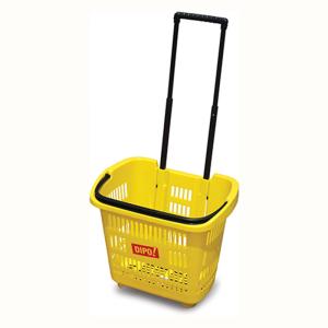 Quality 35L Rolling Grocery Plastic Basket Trolley With Wheels Supermarket Shopping wholesale