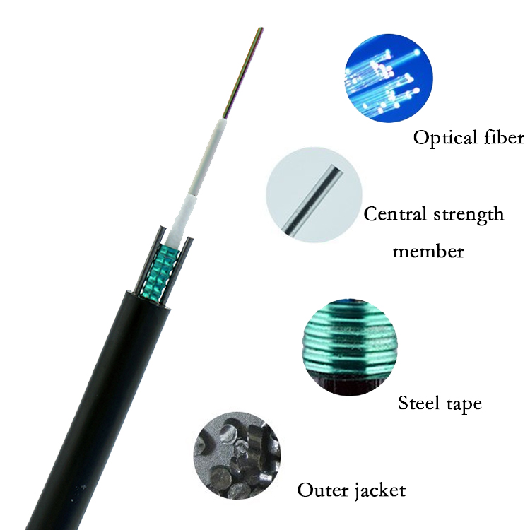 Outdoor singlemode self supporting g652d gyxtw armored fiber optic cable 1km price with two steel messenger