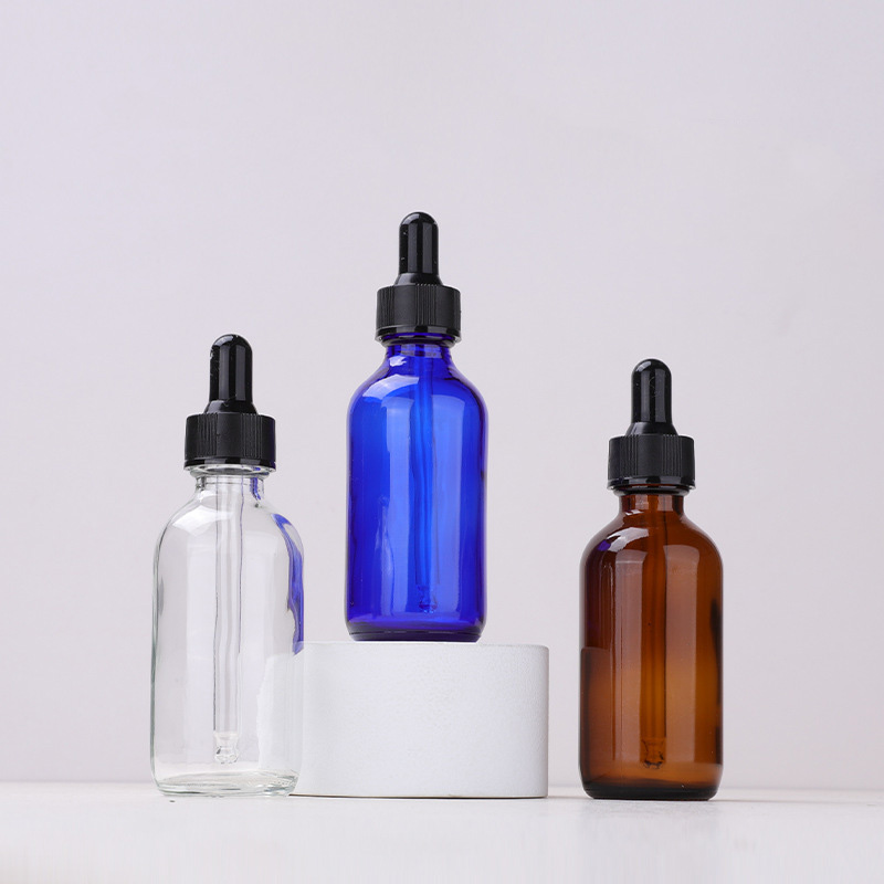 15ml 30ml 60ml 120ml 2oz Glass Amber Essential Oil Bottle Blue Glass Boston Dropper Bottle for Essential Boston Bottle