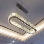 Gold kitchen chandelier for living room modern oval crystal chandelier(WH-CY-183