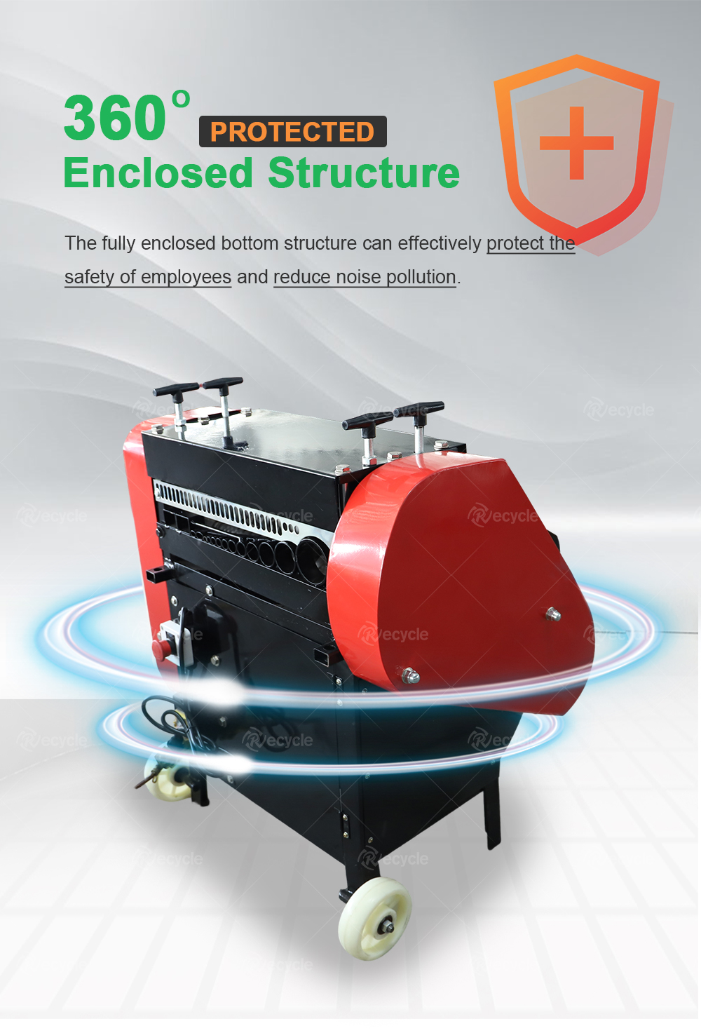 Red Blue Automatic Scrap Cable Stripper Machine 1.5kw Scrap Copper Wire Stripping Machinery