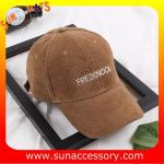 QF17018 Sun Accessory customized wholesale corduroy baseball caps and hats for