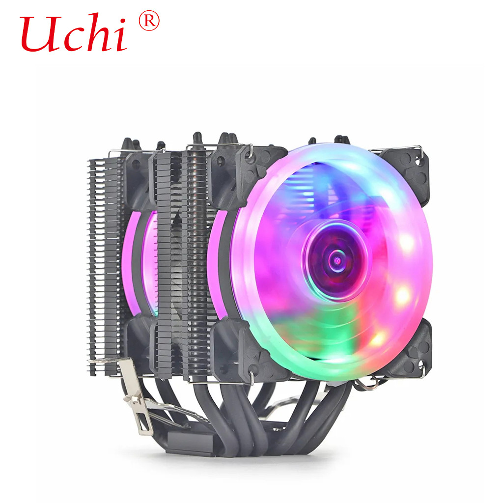 Black Radiator Fan Lighted Copper Heatpipe Universal For Intel I3 I5 I7 I9 Lga 1151 1366 1700 2011 2066 AMD AM4 AM5 Cpu Cooler