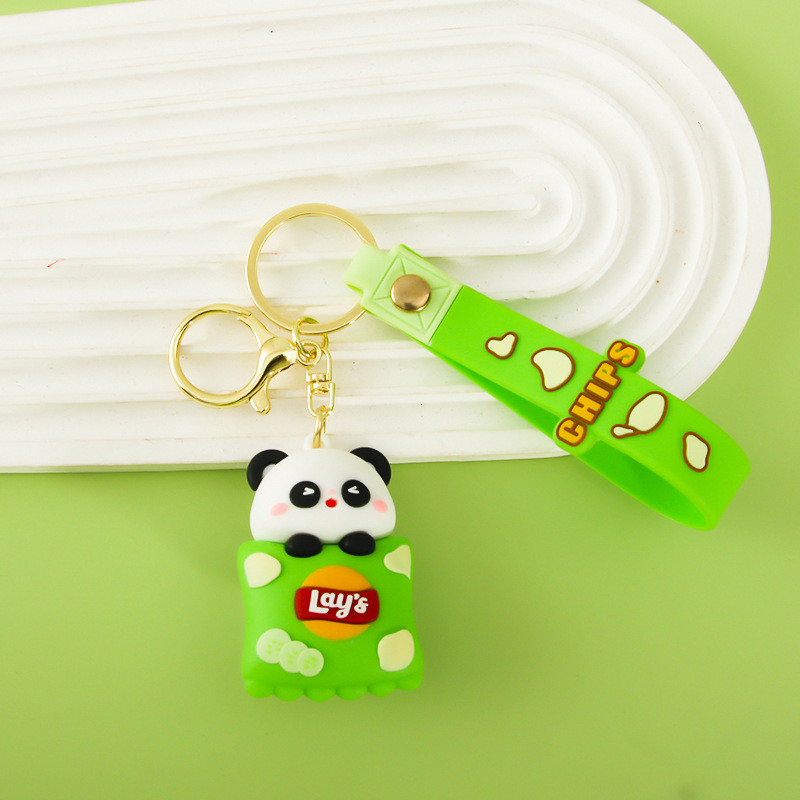 Panda Custom Keychain Charms For Girls Kids , Rubber Animal Purse Backpack Charm Pendant