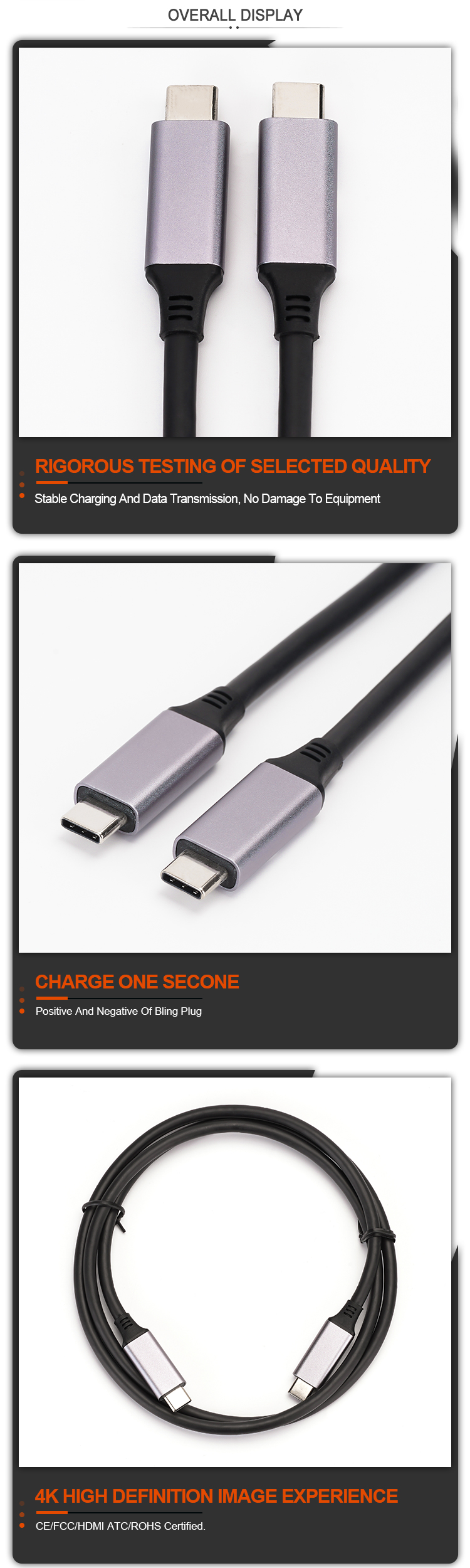 Usb To Usb Cable 3.1 Type C Gen 1 20Gbps USB 3.1 C TO C For Macbo