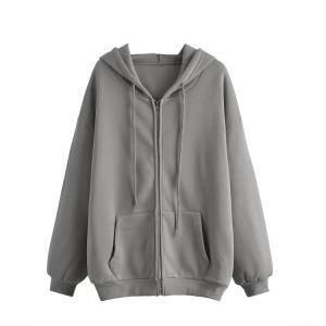 Quality Over Sized Casual Bulk Hoodies for Women Drawstring Clothes Custom Logo Women′s Zip up Hoodies wholesale