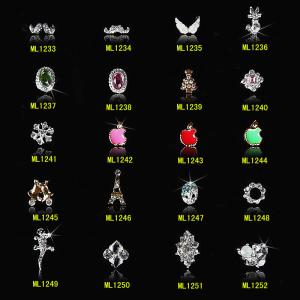 Quality 3D Nail Charms Stone Rhinestone Nail Art Tips Nail Bronze Alloy Decoration ML1233-1252 wholesale