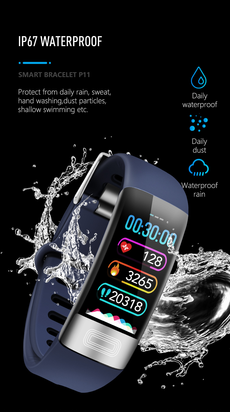 ECG PPG Pedometer HR Monitor Smart Band Fitness Tracker Watch With Blood Pressure