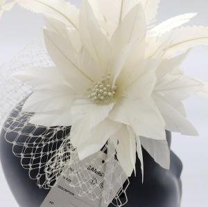 Quality 15x30cm Stripped Goose Feather Flower , White Feather Headpiece Millinery Supplies wholesale