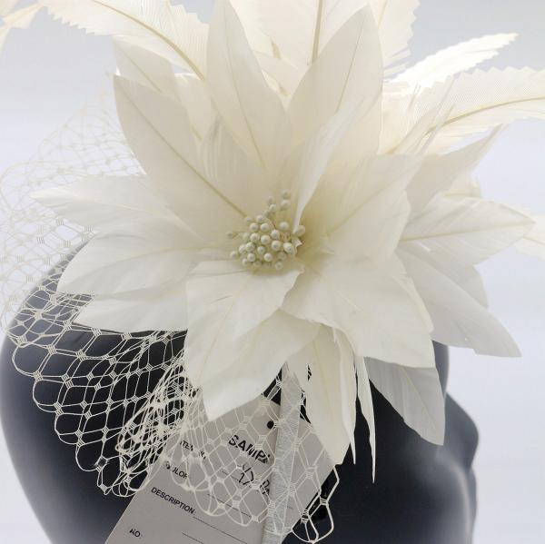 15x30cm Stripped Goose Feather Flower , White Feather Headpiece Millinery