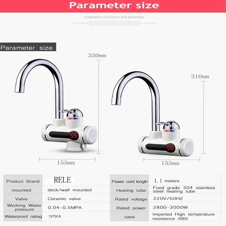 Wall Mounted Dual Use Electric Instant Water Heating Tap 0.04-0.5MPA Lower Inlet