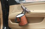 Mini Brown Leather Waste Bin , Car Garbage Bin Custom Logo 15 * 15 * 17CM
