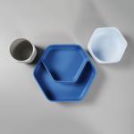 HEORSHE Non Slip Texture Hexagon Shaped Baby Plate And Bowl