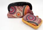 Classic Satin Pleated Hand Clutch Purse , Flower Pattern Glitter Clutch Bag