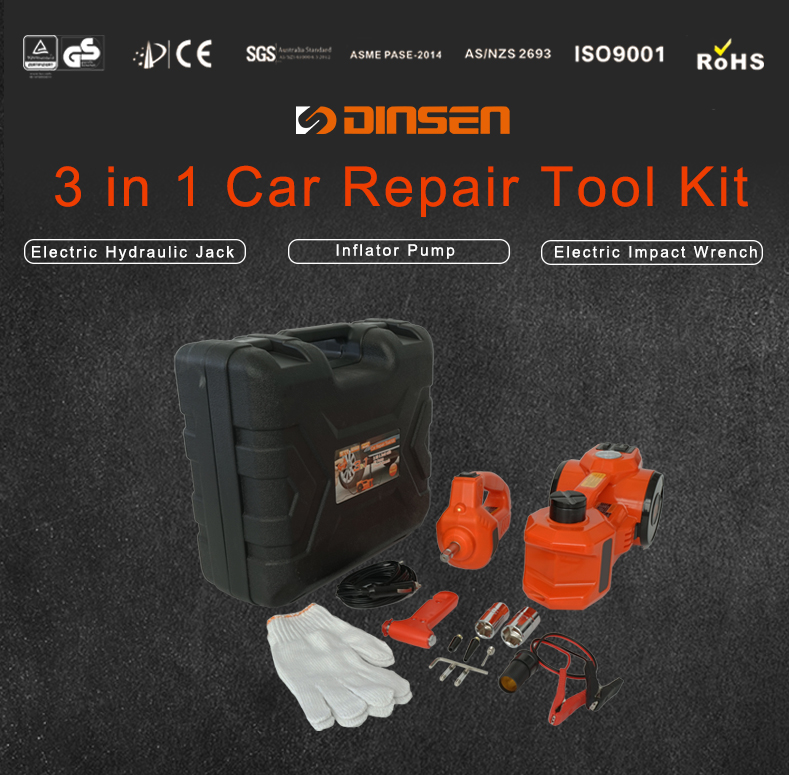 155mm Electric Jack & Impact Wrench Kit Set, 12 Volt Car Jack Kit With Valve