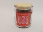 Decor candle, round glass scented candle with wooden lid