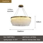 Luxury Gold Chandelier For Living Dining Room Led Glass Lighting mid century