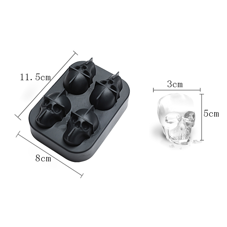 Summer Silicone Ice Mold Sustainable 3D Skull Ice Cube Mold Customized