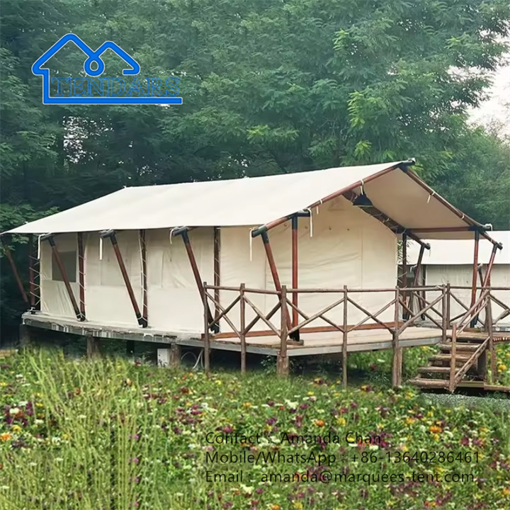 Prefabricated Wooden Structured Hotel Tent Glamping Loft Safari Tent outdoor