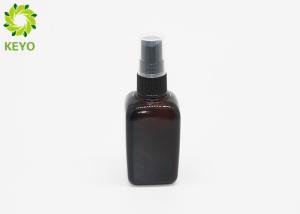 Quality Empty Square Glass Toner Bottle With Pump , Amber Liquid Foundation Bottle wholesale