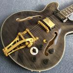 Hollow body jazz electric guitar,Guitar Quilted Maple Trans-gray burst color