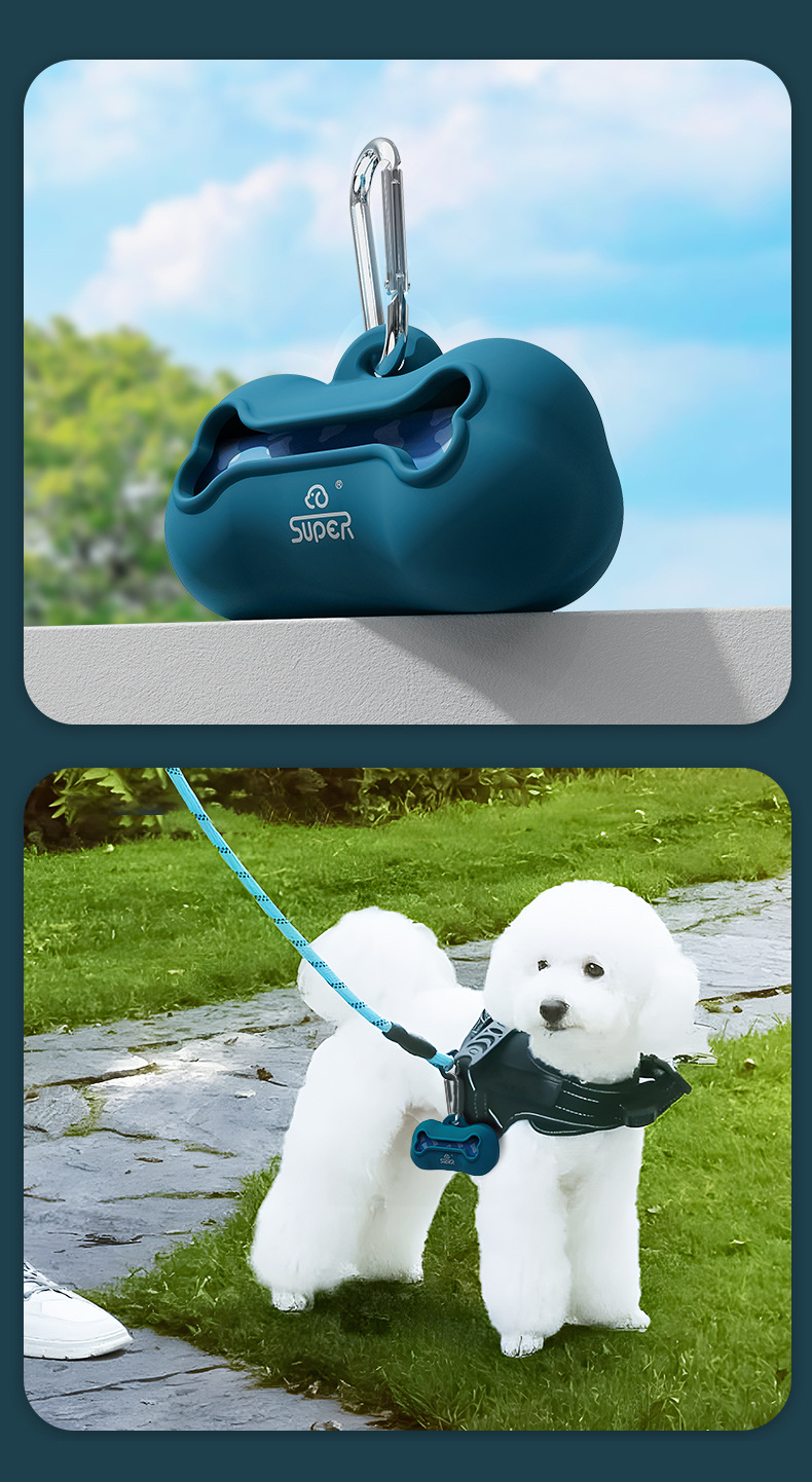 Sustainable Silicone Dog Poop Bag Holder Dark Green Silicone Poop Bag Dispenser